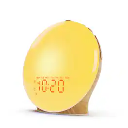 Dazzed Corner - Wake Up Light Sunrise Alarm Clock, Dual Alarms, FM Radio - Wood