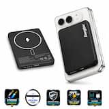 Energizer - 5,000mAh SLIM METAL 20W Magnetic Wireless Qi/Qi2.0/MagSafe PowerBank, Portable Charger, 2 Outputs, LED Display, & USB-C - Black