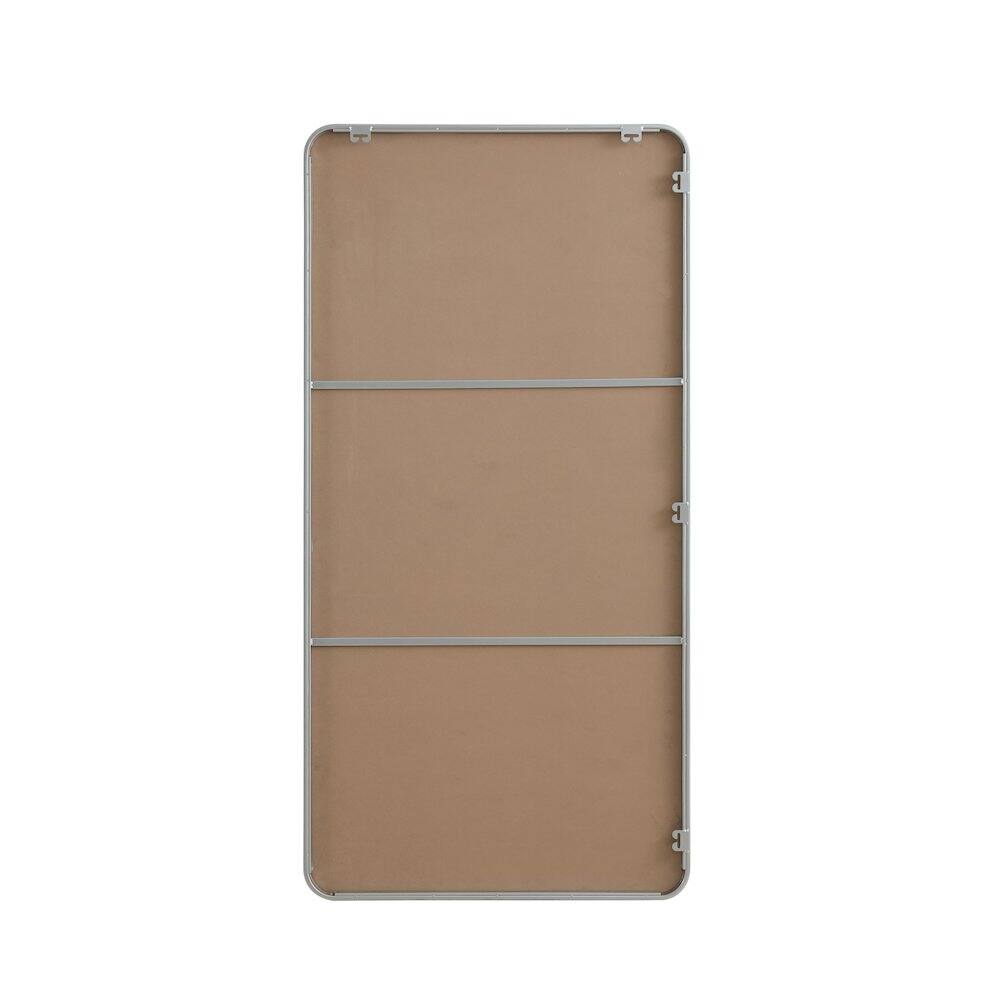 Angle. Elegant Decor - Contour Metal Rectangle Mirror 30x60 in Silver - Silver.