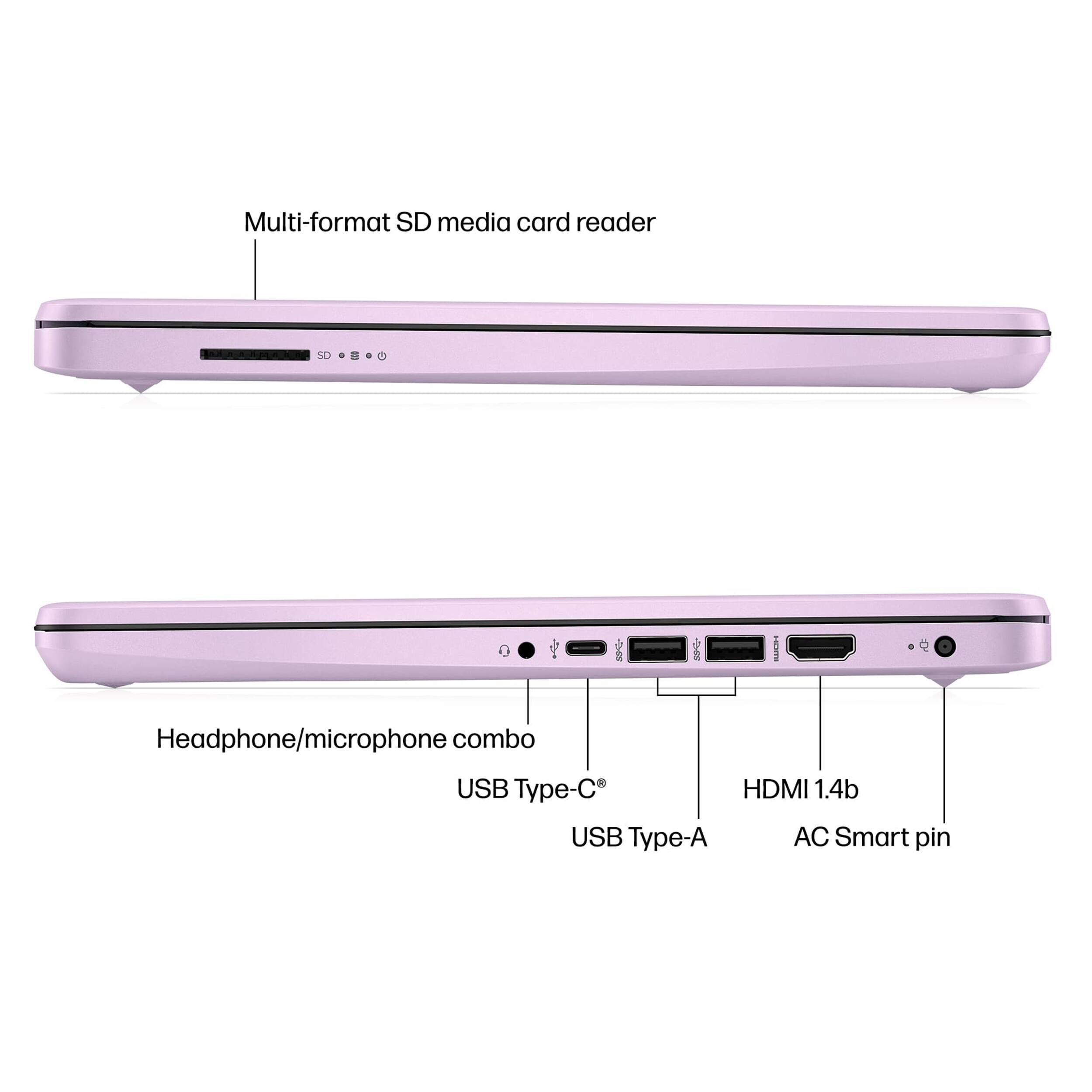 Multi-format SD media card reader

Headphone/microphone combo

USB Type-C

USB Type-A

HDMI 1.4b

AC Smart pin