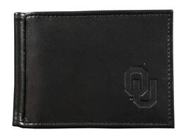 Rico Industries - Oklahoma Sooners Genuine Black Leather Money Clip Wallet RFID Blocking - Multi