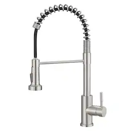 Ropilly - Pull Down Kitchen Faucet, Stainless Steel Single Handle Spring Kitchen Sink Faucet - Brushed Nickel
