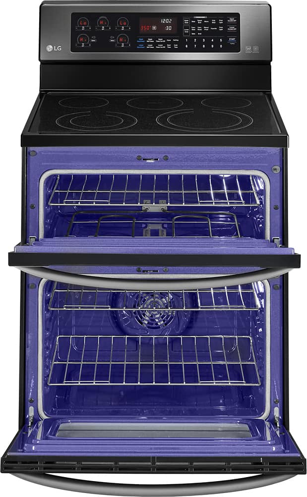 Alt View 13. LG - 6.7 Cu. Ft. Freestanding Double Oven Electric Convection Range - Black Stainless Steel.