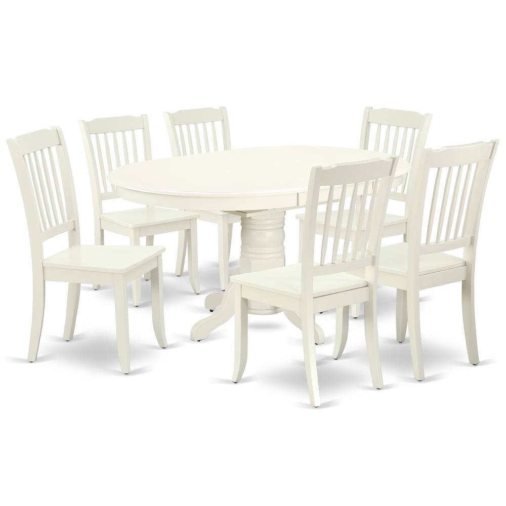 Back. East West Furniture - Dining Room Set Linen White - Brown.