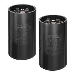 Unique Bargains - 2pcs CD60 Motor Run Capacitor, 145-175uF MFD AC250V, 50-60Hz, for Motor 46x86mm - Black
