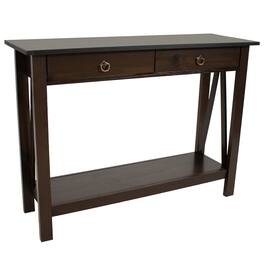 Sunnydaze - Solid Pine 2-Drawer Console Table - 42 in - Dark Brown