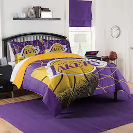 Sweet Home Collection - NBA Los Angeles Lakers Comforter & Pillow Sham Set- Full/Queen - Multicolored
