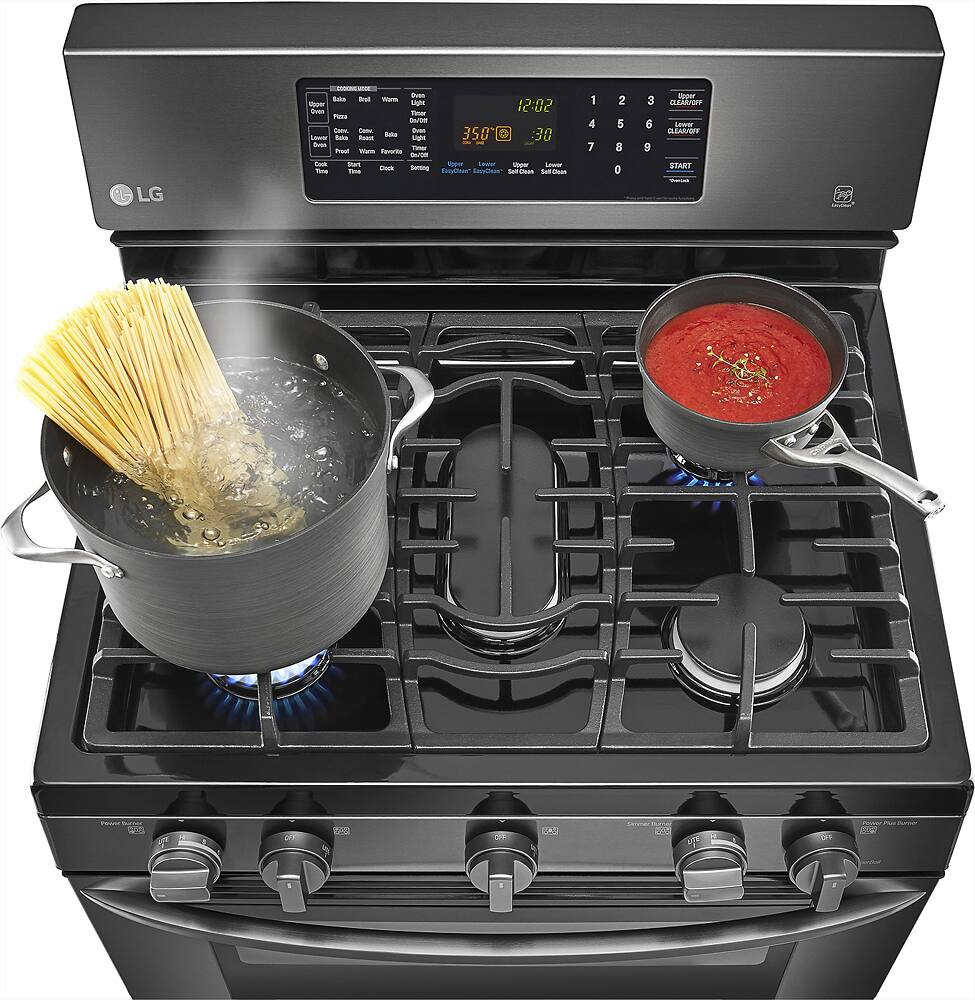 Alt View 15. LG - 6.1 Cu. Ft. Freestanding Double Oven Gas Convection Range - Black Stainless Steel.