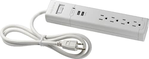 Insignia™ - 4-Outlet Surge Protector - White - Larger Front