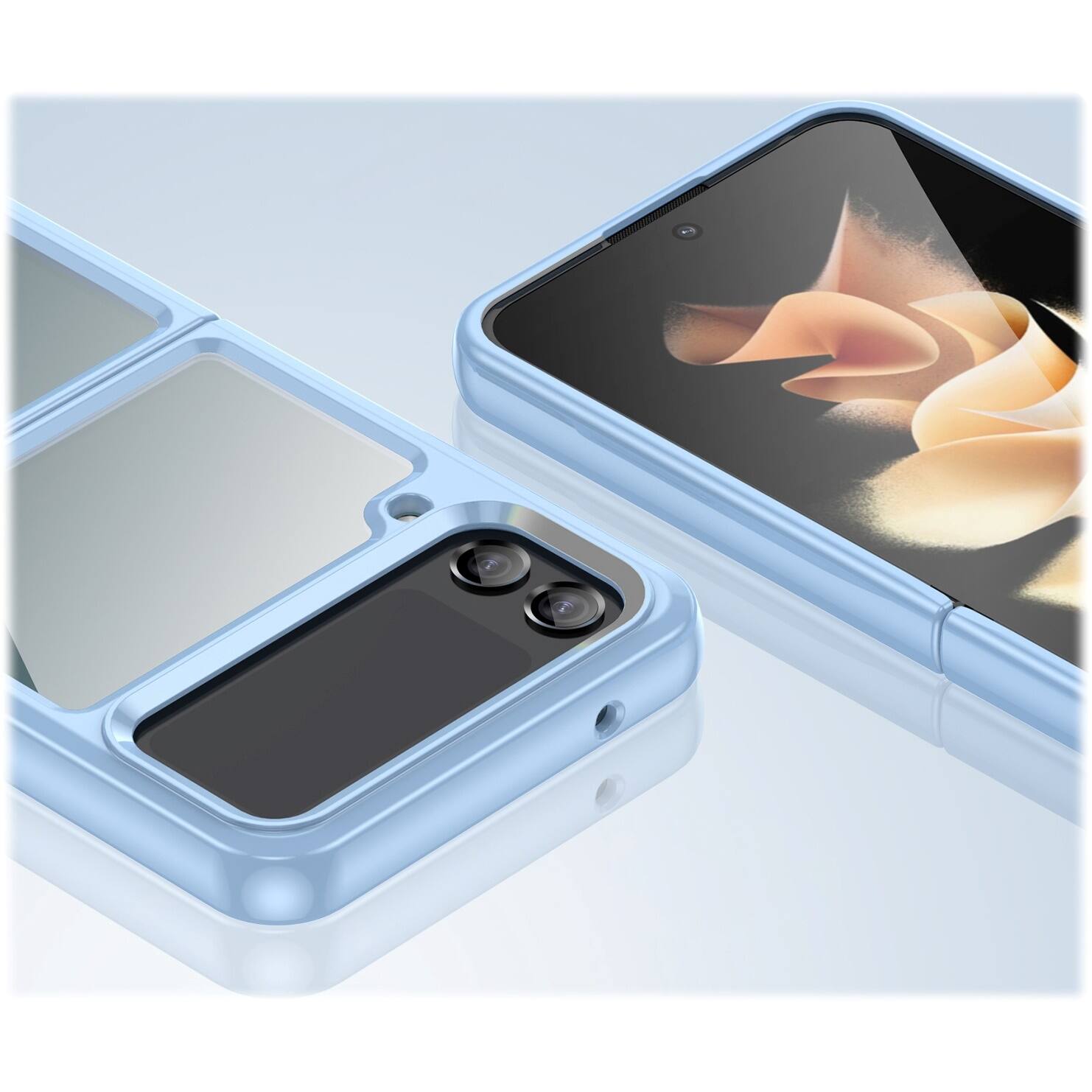 Alt View 16. SaharaCase - Hybrid-Flex Hard Shell Case for Samsung Galaxy Z Flip4 - Clear/Sky Blue.