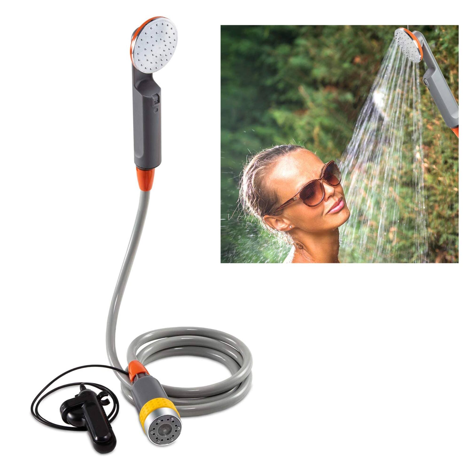 Alt View 1. Ivation - Portable Camping Shower , Hands-Free Rechargeable Camping Showerhead with Pump & 6 Ft Hose - ‎Grey and Orange.