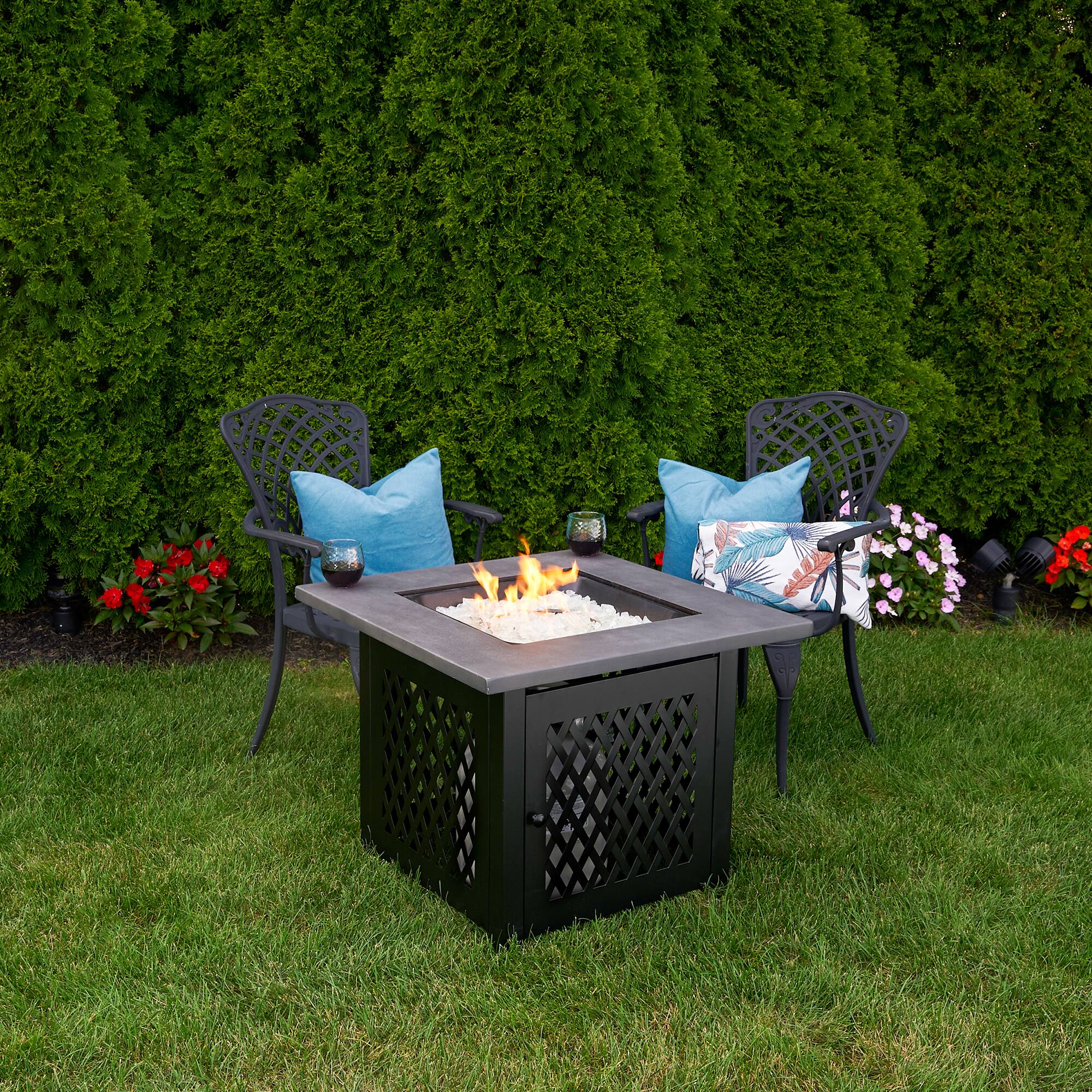Alt View 1. Endless Summer - Endless Summer Charles 30 Inch Square Outdoor UV Printed LP Gas Fire Pit Table - Gray.
