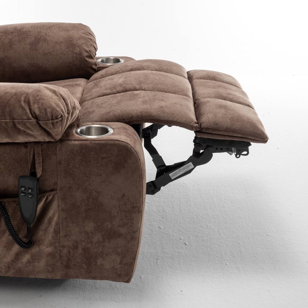 Alt View 2. Ropilly - Ropilly Dual OKIN Motor Lift Recliner Power Lift Chair for Big and Tall Brown Velvet Massage Chair - Brown.