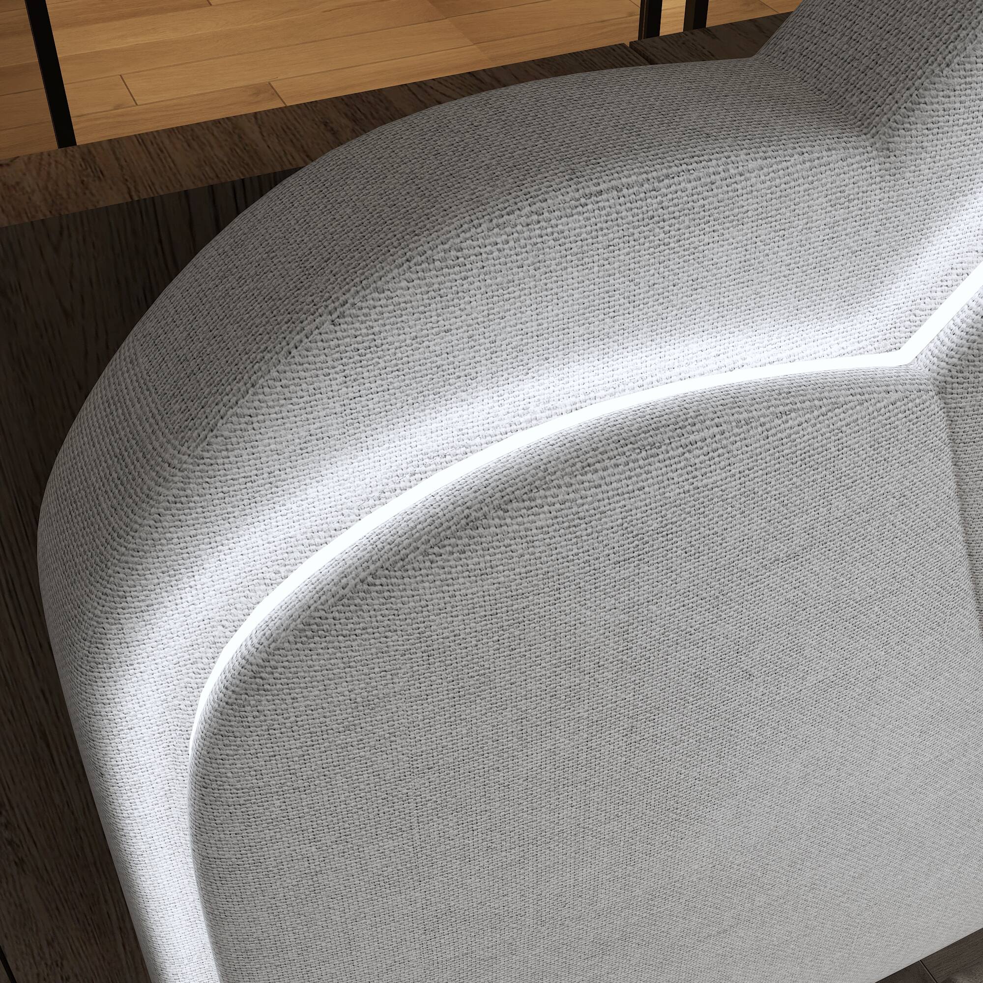 Alt View 7. Famapy - Famapy Upholstered Bed Frame: LED - Lit Shell Headboard & Reinforced Support - Gray.