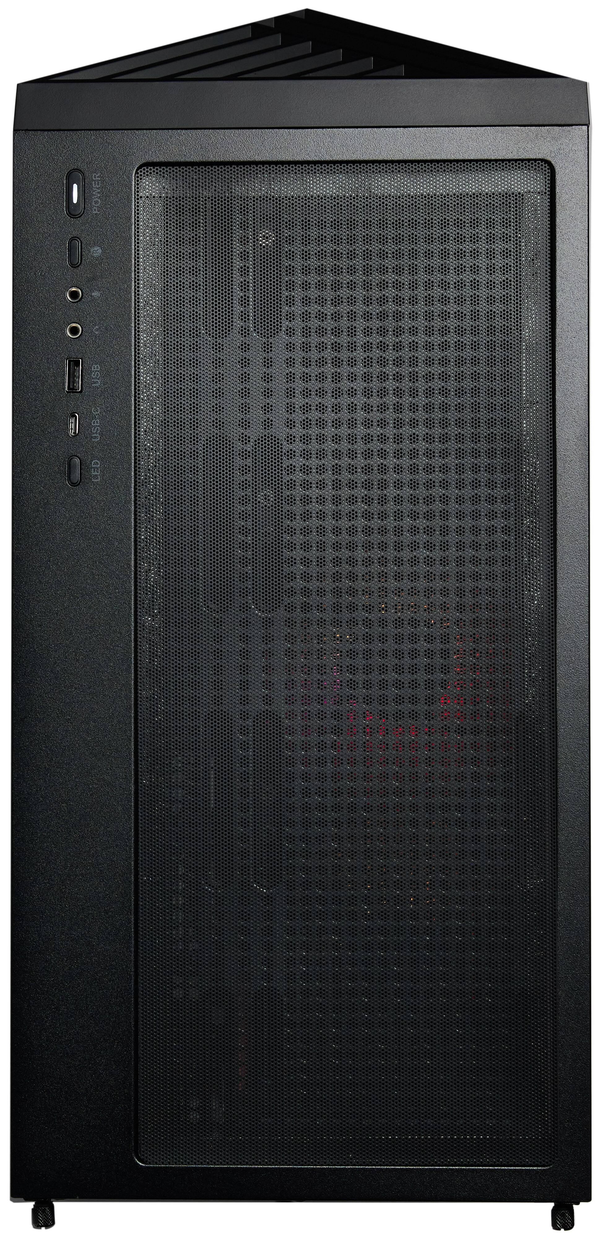 The text on the image reads "USB-C LED," which suggests that the computer tower has a USB-C port and an LED light.