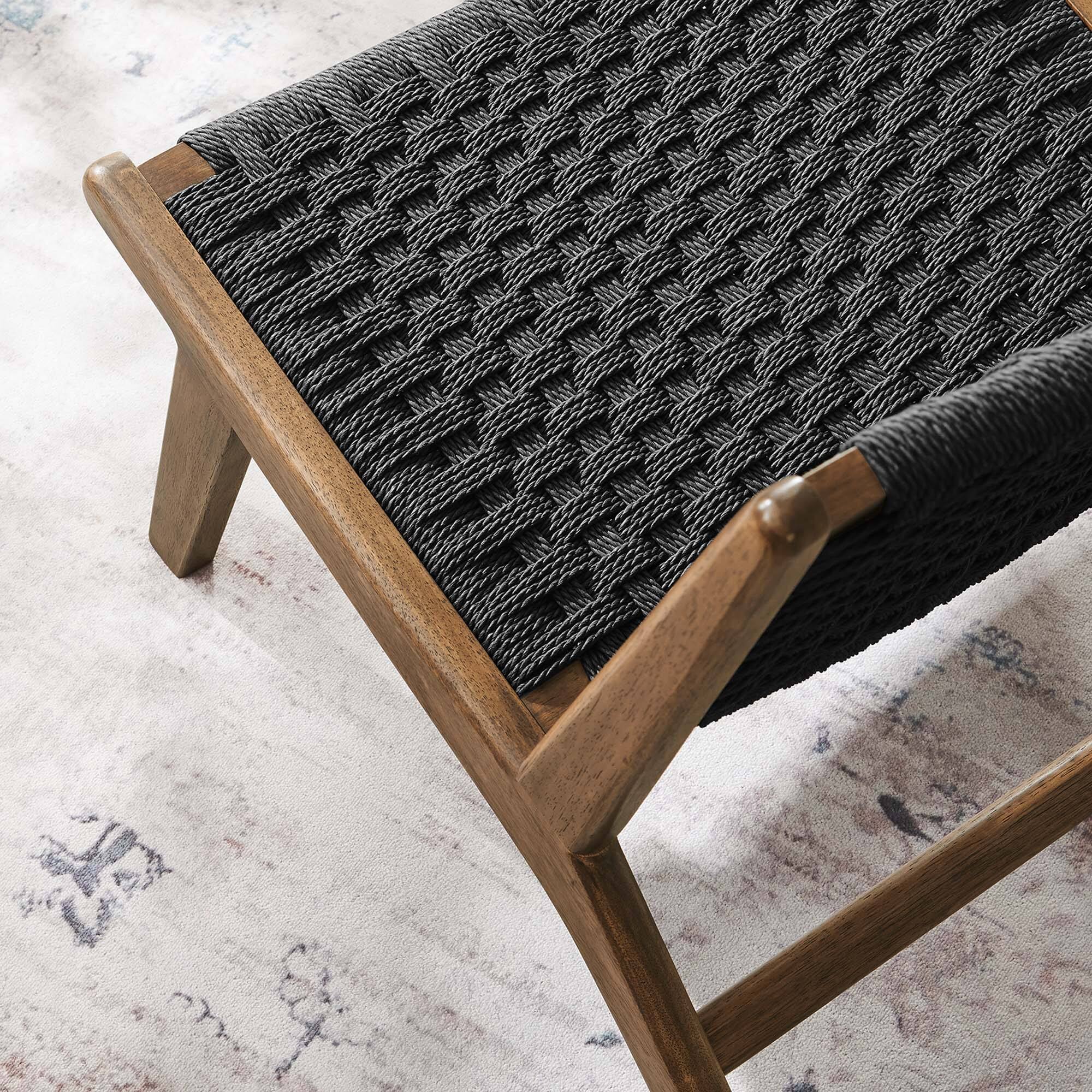Alt View 1. Modway - Saoirse Woven Rope Wood Accent Lounge Chair by Modway - Walnut Black.