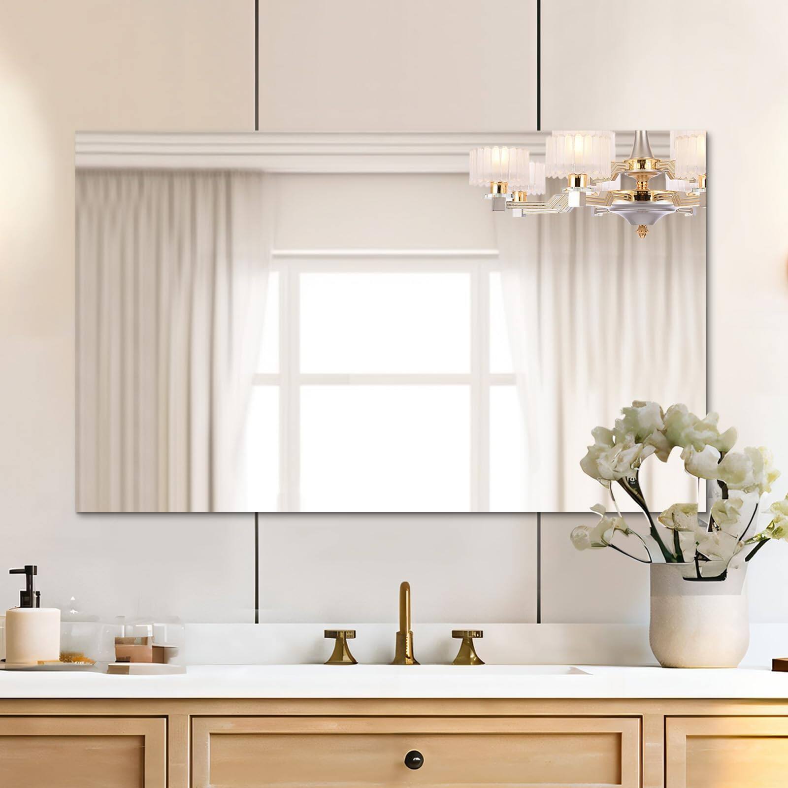 Alt View 1. Skar Audio - Frameless Wall 48 X 30 Modern Bathroom Mirrors For With Polished Edge Hangs Horizontally Or Vertically Upgr... - Right Angle-upgrade 18"L x 24"W.