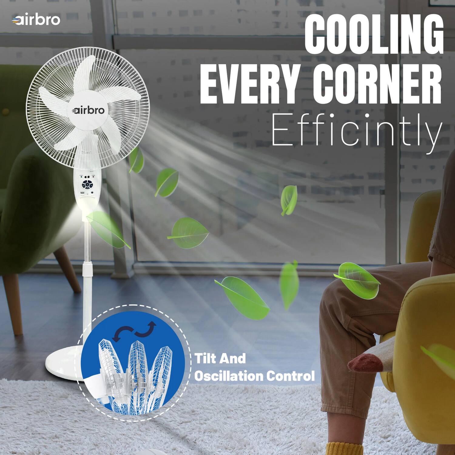 airbro airbro COOLING EVERY CORNER Efficiently Tilt And Oscillation Control