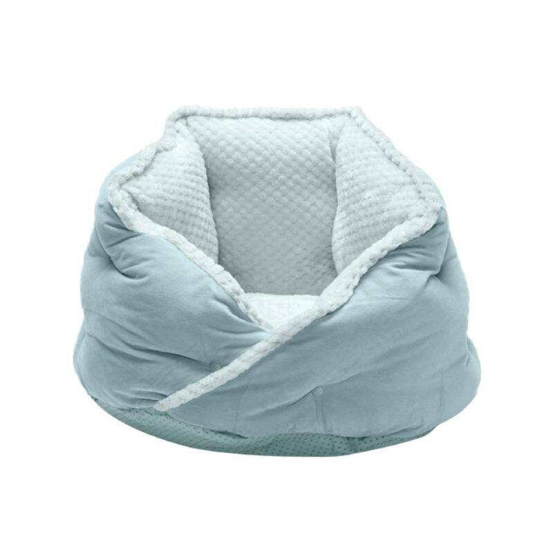 Front. Smart Pet Toys - LUXE FAUX FUR SELF-WARMING PET BED - Aqua.