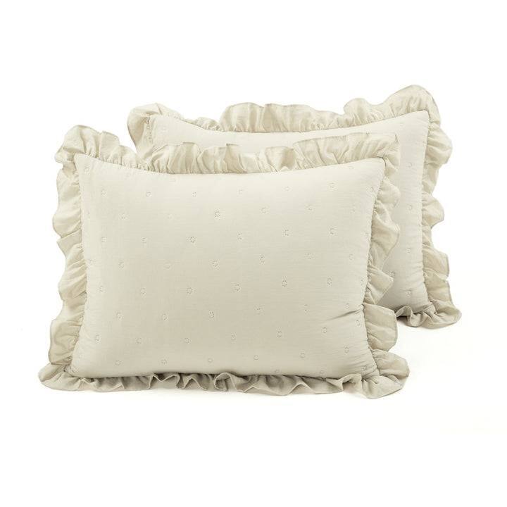 Alt View 1. Hivvago - King Size Lightweight Yellow Ruffle Reversible Oversized 3 Piece Quilt Set - Yellow Wheat.