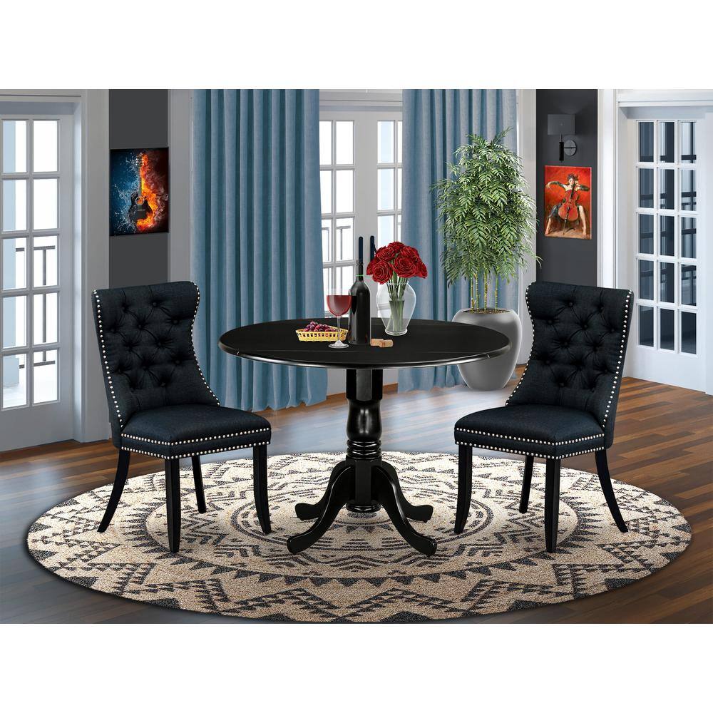 Alt View 3. East West Furniture - 3 Piece Dining Set - Black.