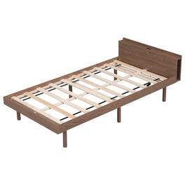 Ecooso - Modern Design Twin Size Platform Bed Frame with Built-in USB port - Walnut