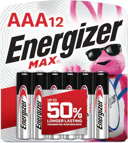 Energizer - MAX AAA Batteries (12 Pack), Triple A Alkaline Batteries
