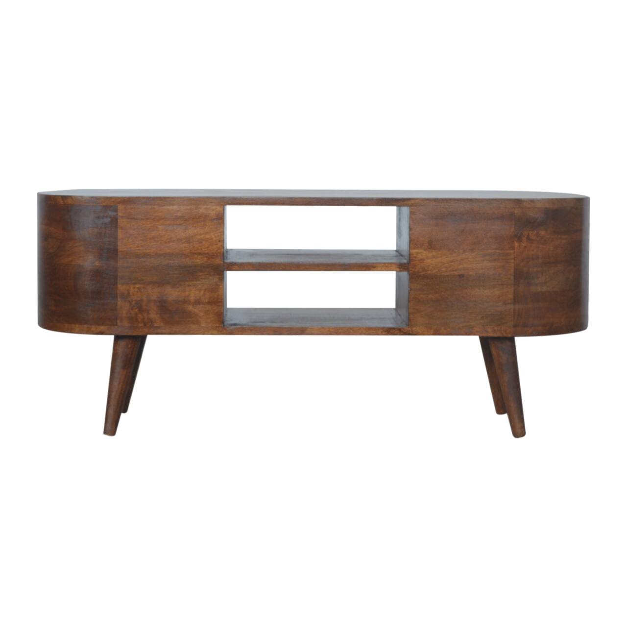 Alt View 5. Artisan Furniture - Artisan Furniture Solid Wood Chestnut Rounded Entertainment Unit, 4 Drawers, 2 Shelves, Dark Brown - Brown.