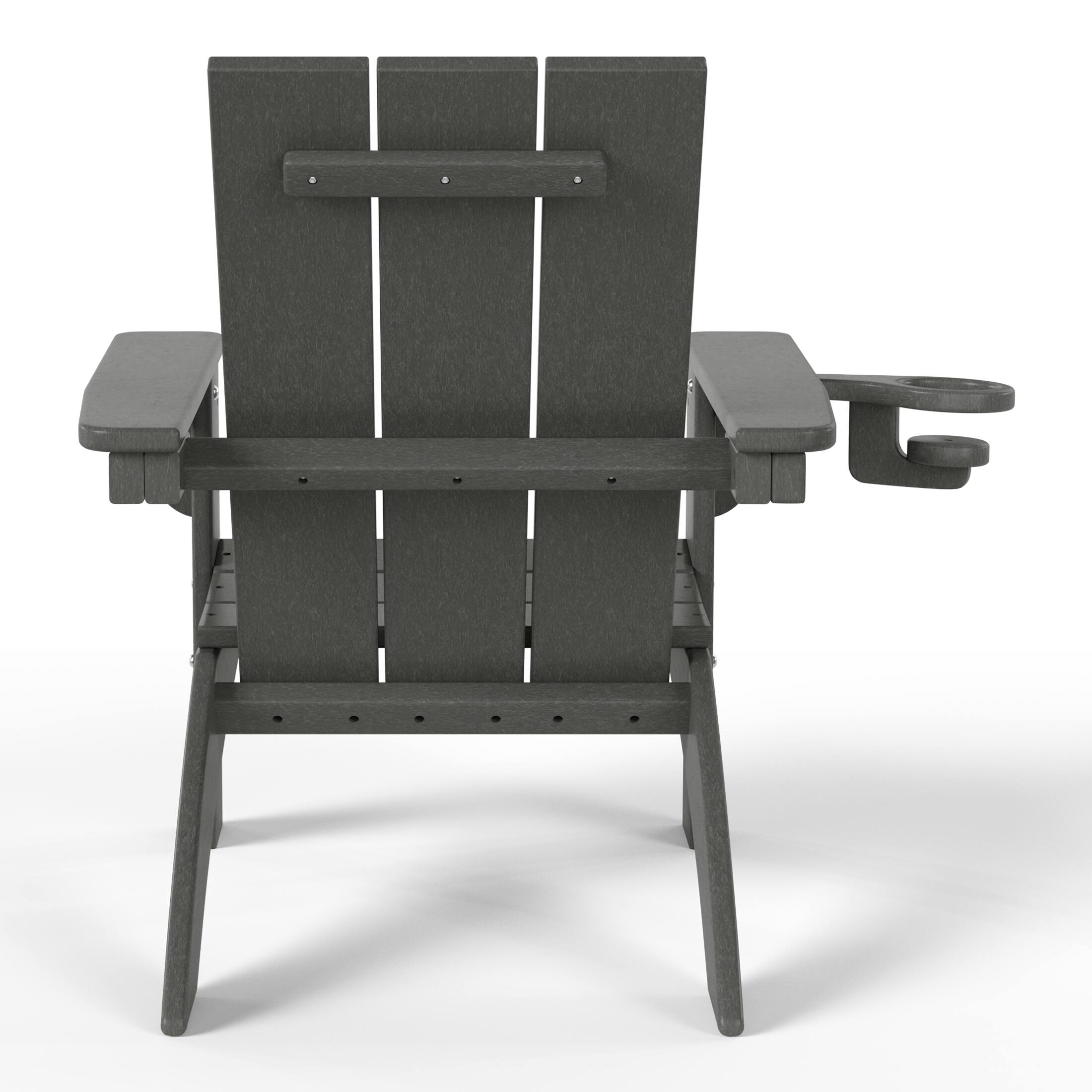 Alt View 2. WestinTrends - WestinTrends Ashore Kids Outdoor HDPE Plastic Modern Adirondack Patio Chairs with Cup Holders (Set of 2) - Gray.