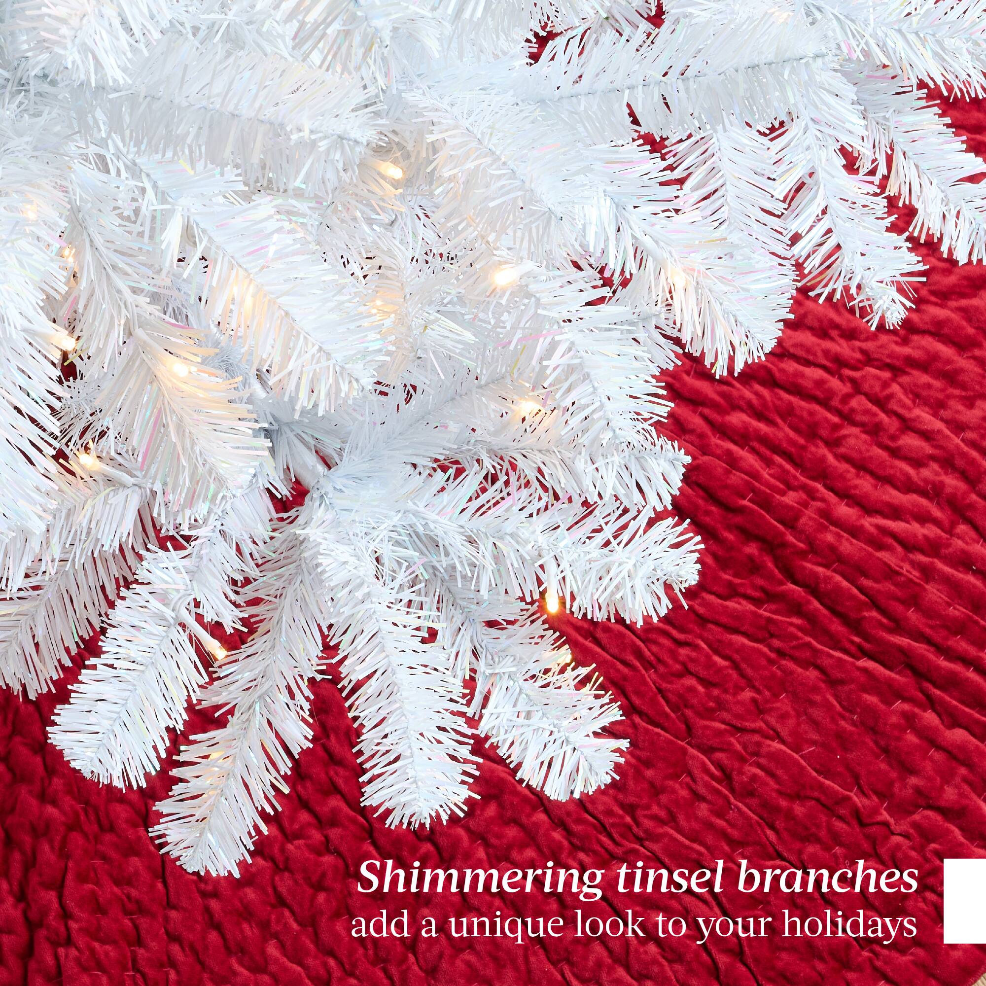 Shimmering tinsel branches add a unique look to your holidays.