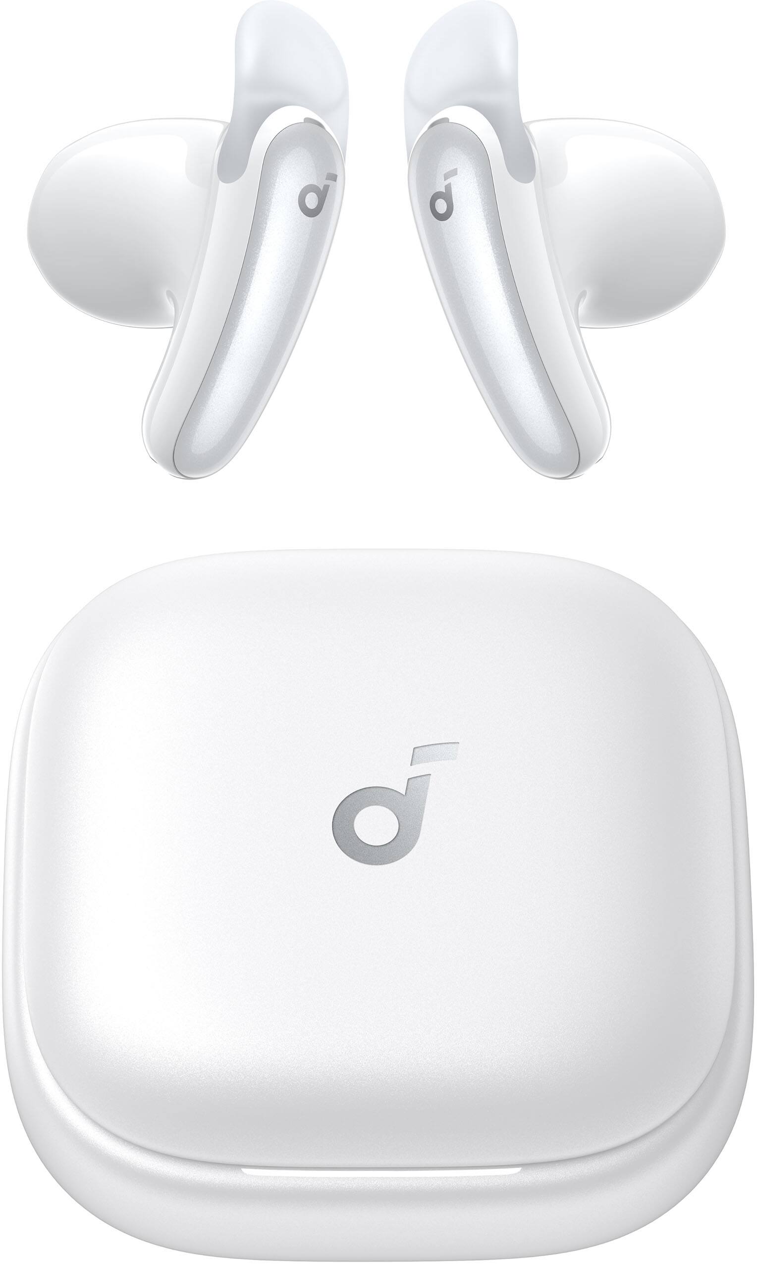 Angle. Soundcore - by Anker Liberty Buds Semi-In-Ear Adaptive Noise Cancelling Bluetooth Wireless Earbuds - White.