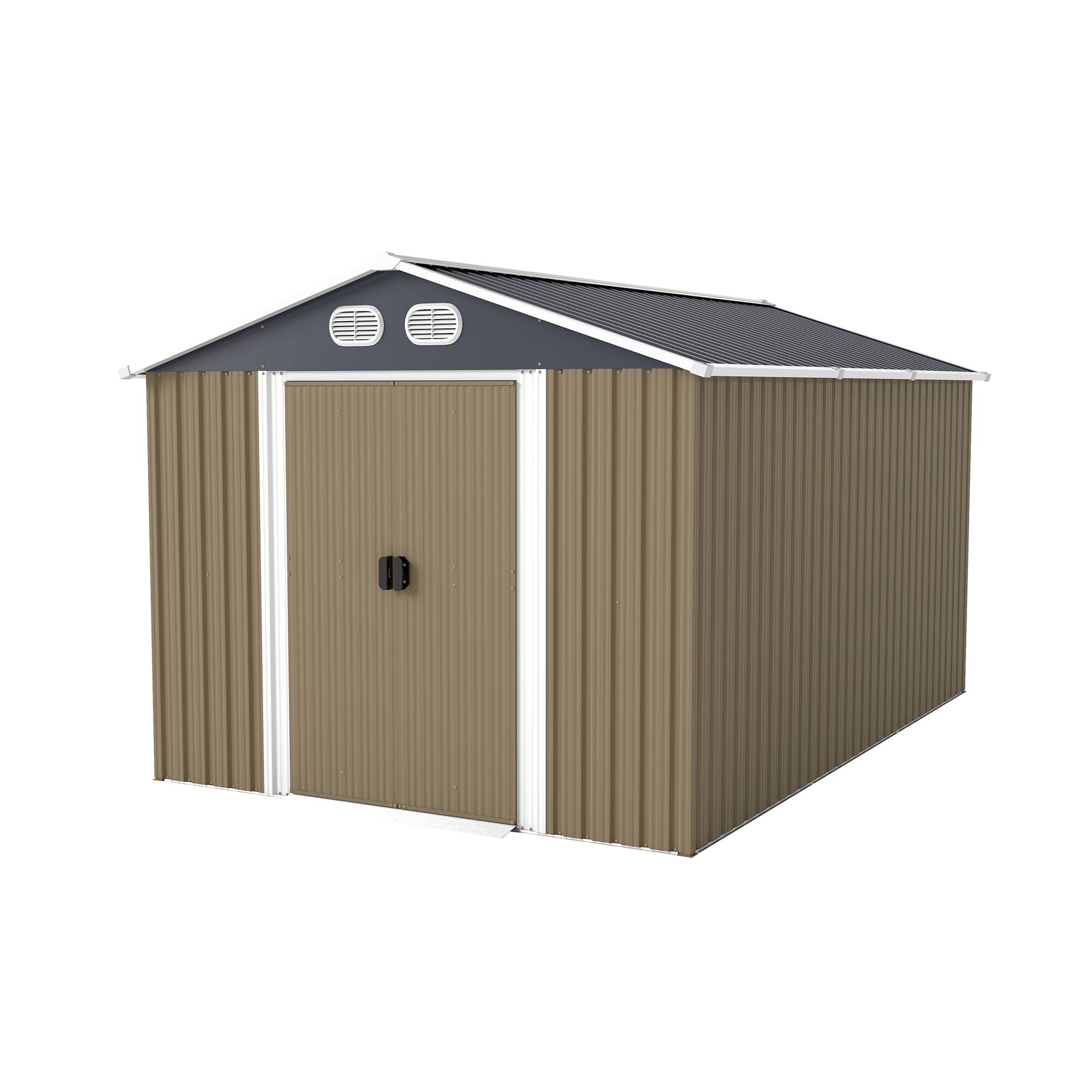 Alt View 10. Loheer - Loheer 8x12 FT Outdoor Metal Storage Shed Waterproof Garden Tool Shed with Lockable Door for Backyard Lawn Brown.