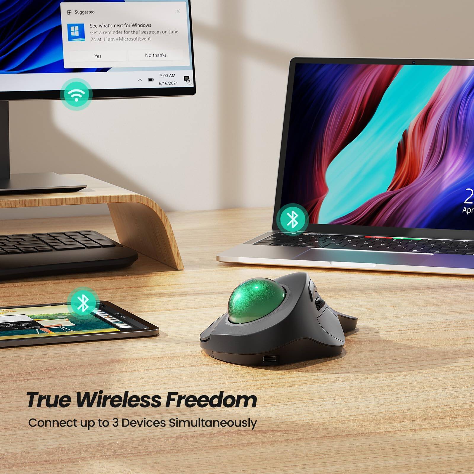 True Wireless Freedom  
Connect up to 3 Devices Simultaneously  

Suggested  
See what's next for Windows  
Get a reminder for the livestream on June 24 at 11am #MicrosoftEvent  
Yes No thanks  

5:00 AM  
4/16/2021  
2 Apr