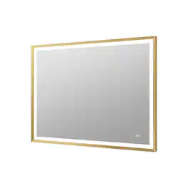 WELLFOR - 48 in. W x 36 in. H Rectangular Single Aluminum Framed Antifog Dimmable Wall Bathroom Vanity Mirror - Gold
