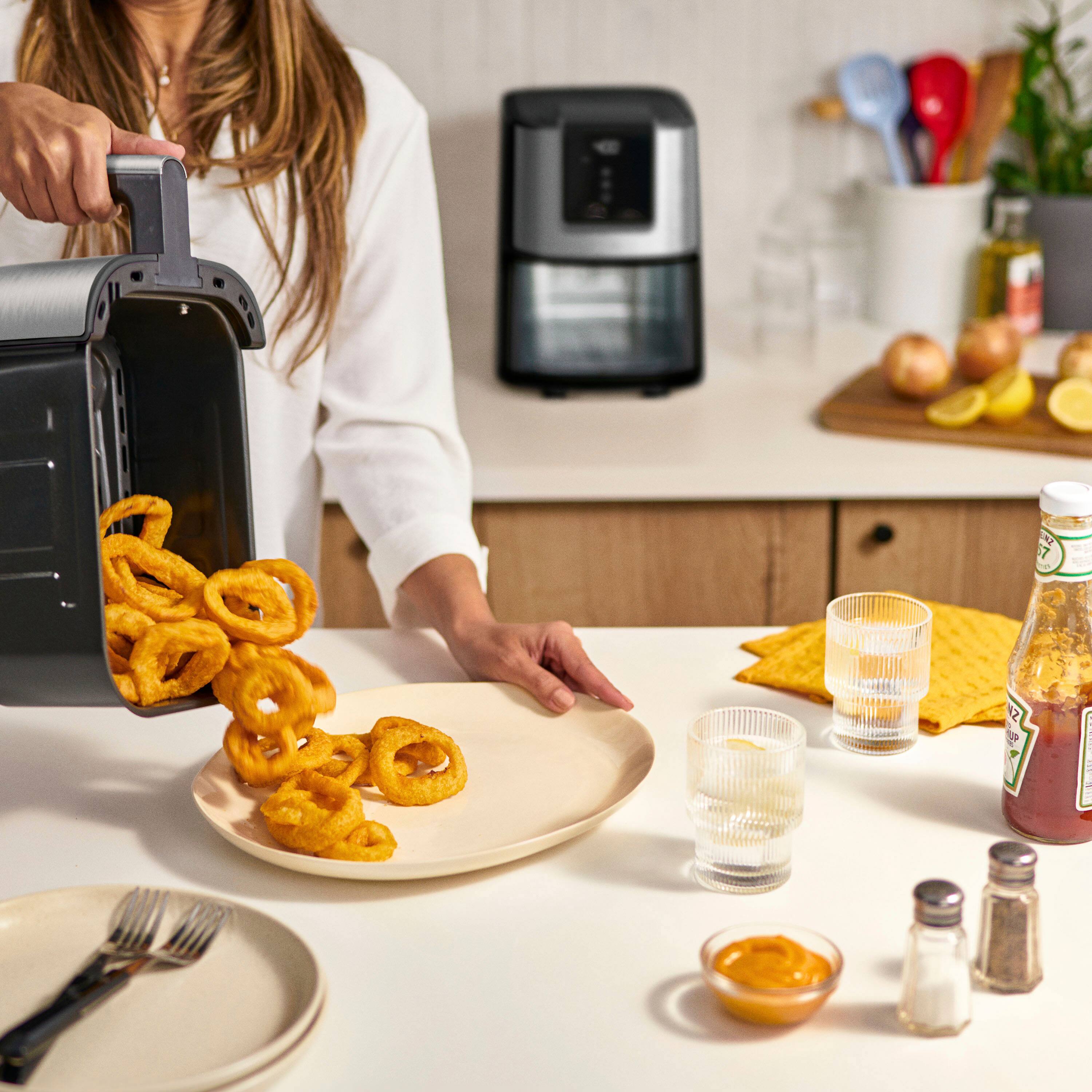 Alt View 2. bella PRO - 4-qt. Touchscreen Slim Air Fryer - Stainless Steel.