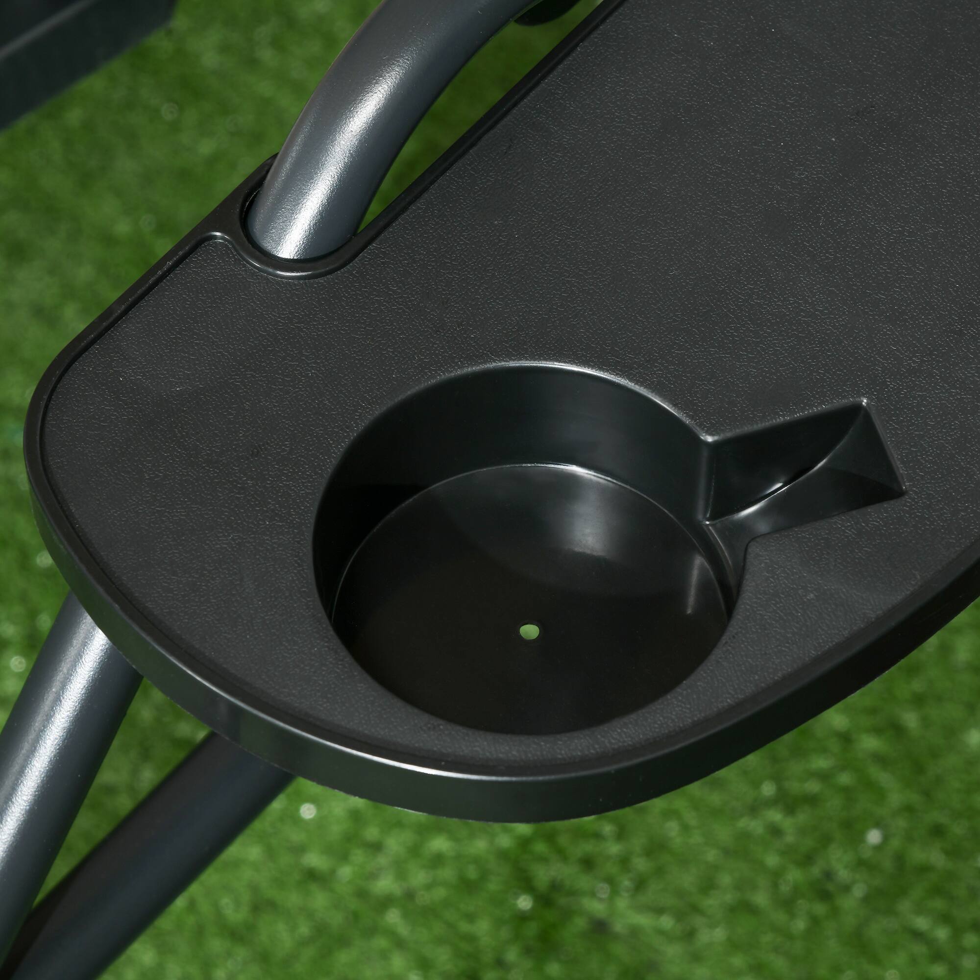 Alt View 4. Outsunny - Outsunny 3-Seat Patio Swing Chair Swing Bench for Outside w/ Adjustable Shade - Black, Brown, Khaki.