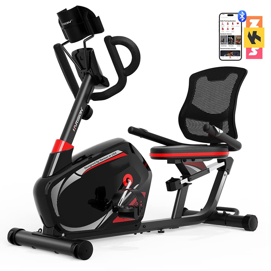 HARISON - Pro Recumbent Exercise Bike 400 lbs Capacity, Magnetic Recumbent bike for Adult and Seniors - black