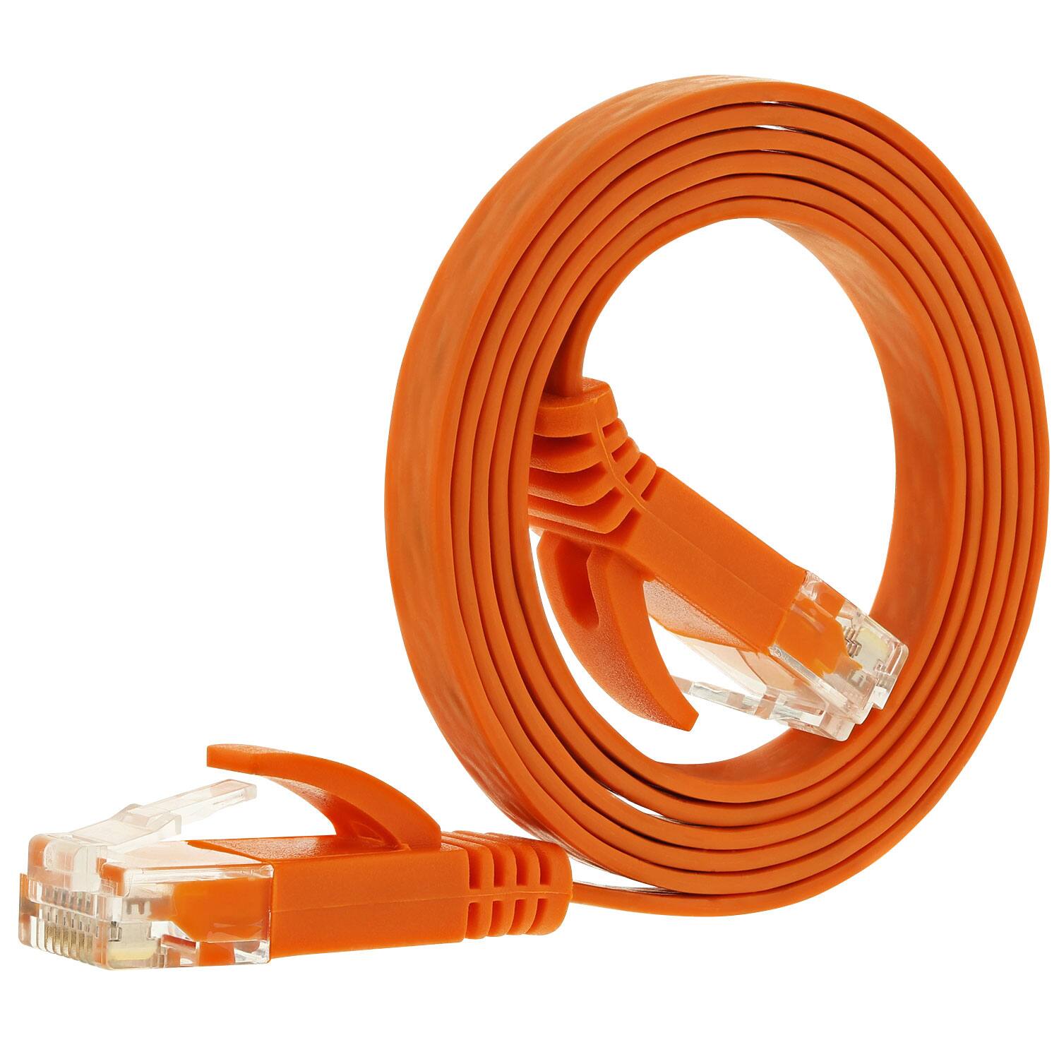 Front. Fosmon - Networking Cat5e Flat Tangle Free Ethernet Patch Cable (Orange, 3 Feet) - Orange.