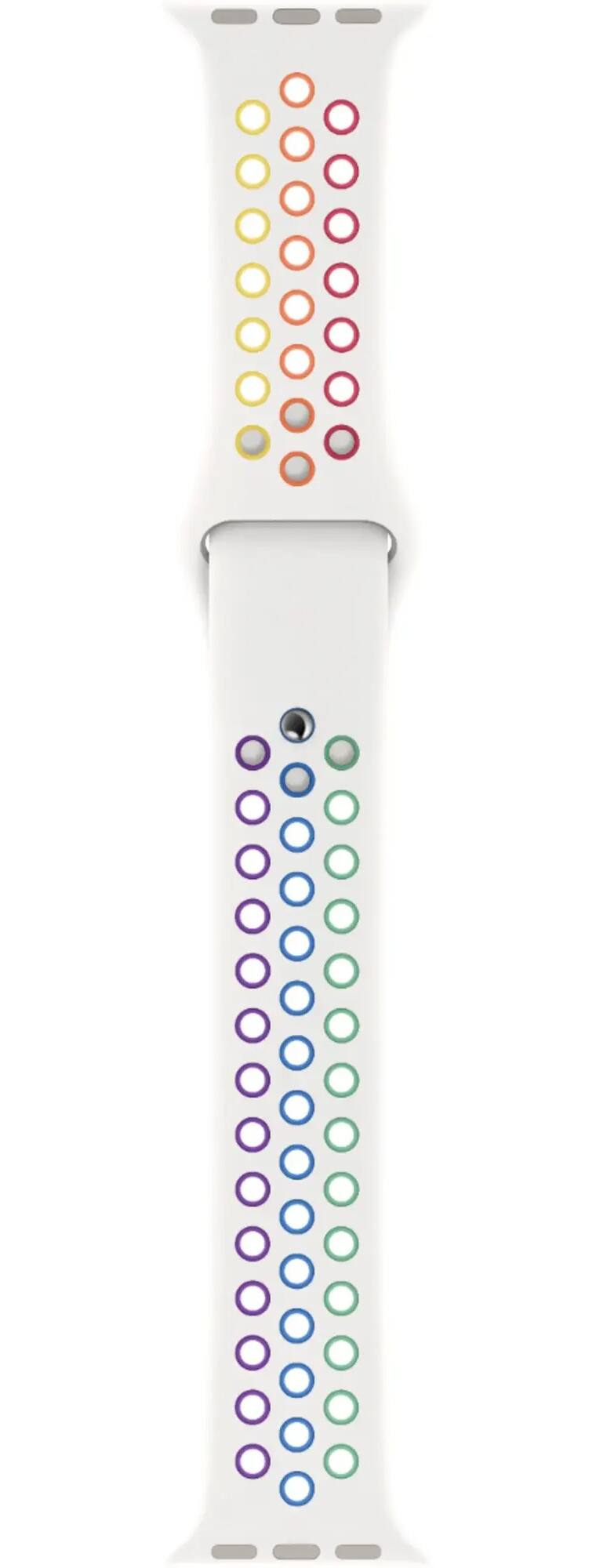 Front. Apple - Apple 40mm Watch Nike Sport Band  (Pride Edition) - Blue.