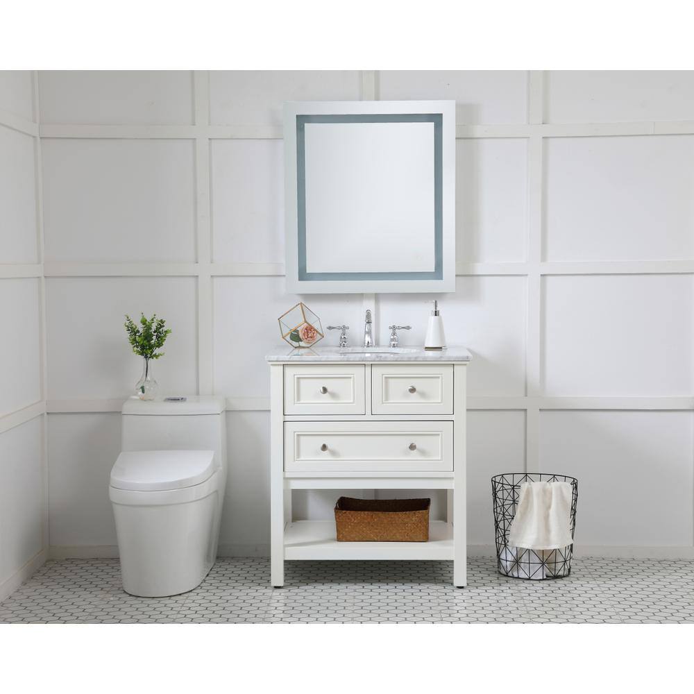 Alt View 3. Elegant Decor - Helios 27in x 30in Hardwired LED mirror - Silver.