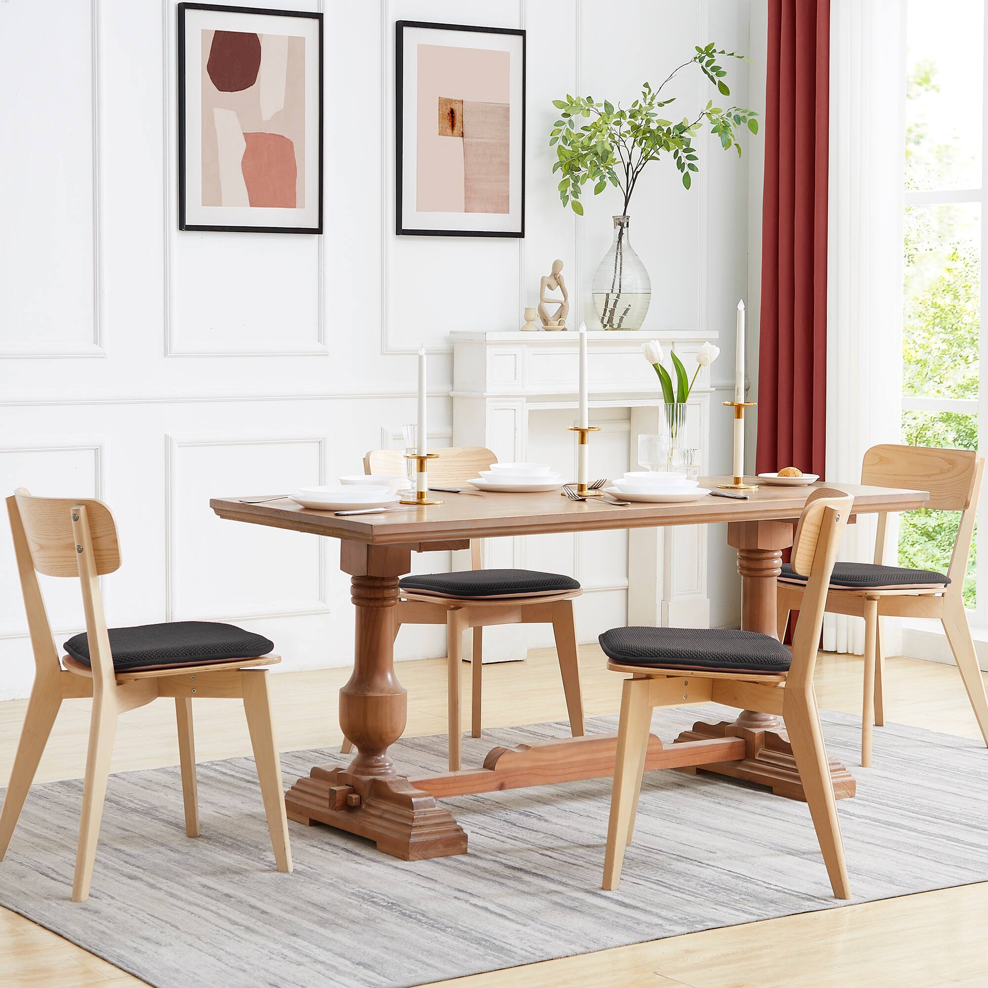 Alt View 2. Sweet Home Collection - Honeycomb Memory Foam No Slip Back 16" x 16" Chair Pad Cushion, 4-Pack - Gray.