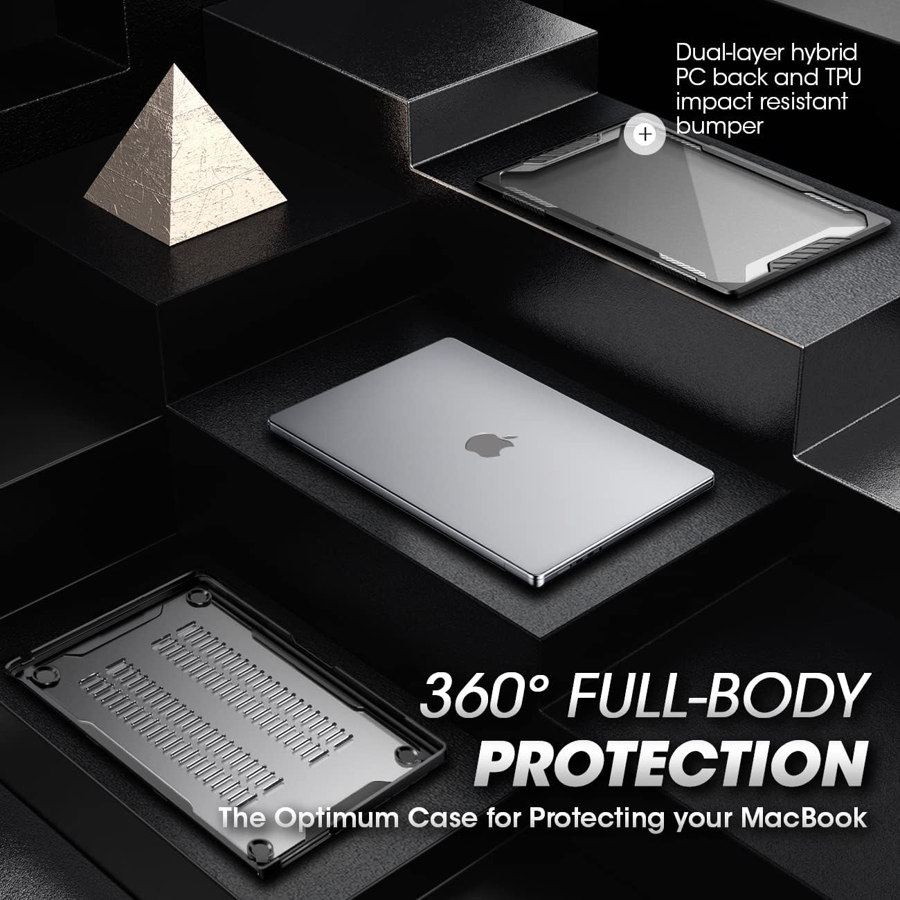 Dual-layer hybrid PC back and TPU impact resistant bumper

360° FULL-BODY PROTECTION

The Optimum Case for Protecting your MacBook