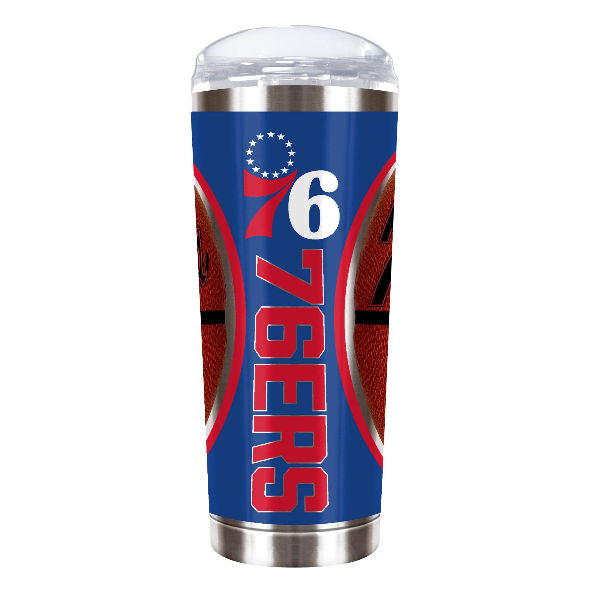 Front. Great American Products - Philadelphia 76ers 18oz. Roadie Game Ball Tumbler - Brown.