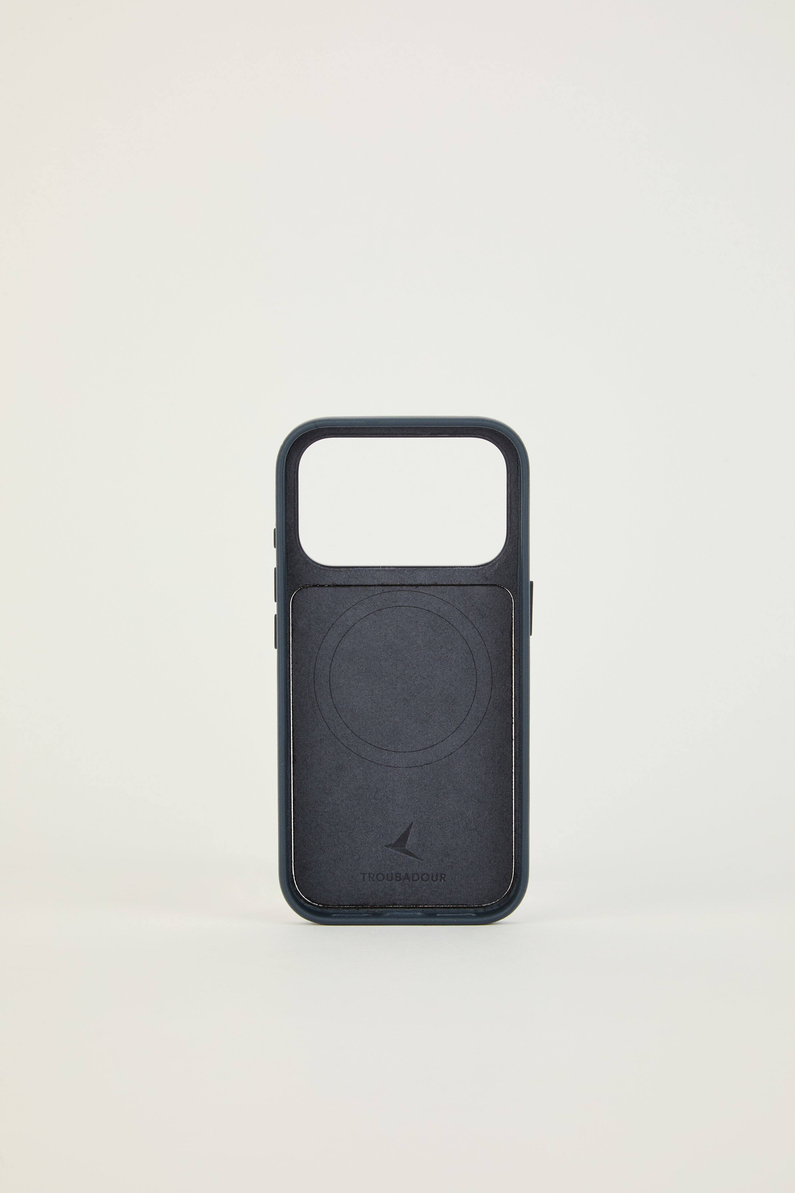 Left. Troubadour - iPhone 18 Pro Modular Leather Case - Basalt.