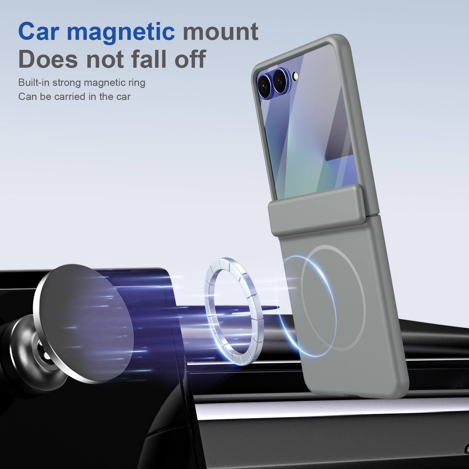 Car magnetic mount  
Does not fall off  
Built-in strong magnetic ring  
Can be carried in the car