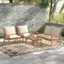 Alt View 1. Costway - 4 PCS Acacia Wood Patio Furniture Set with Soft Cushions and Coffee Table - Off White,Natural.