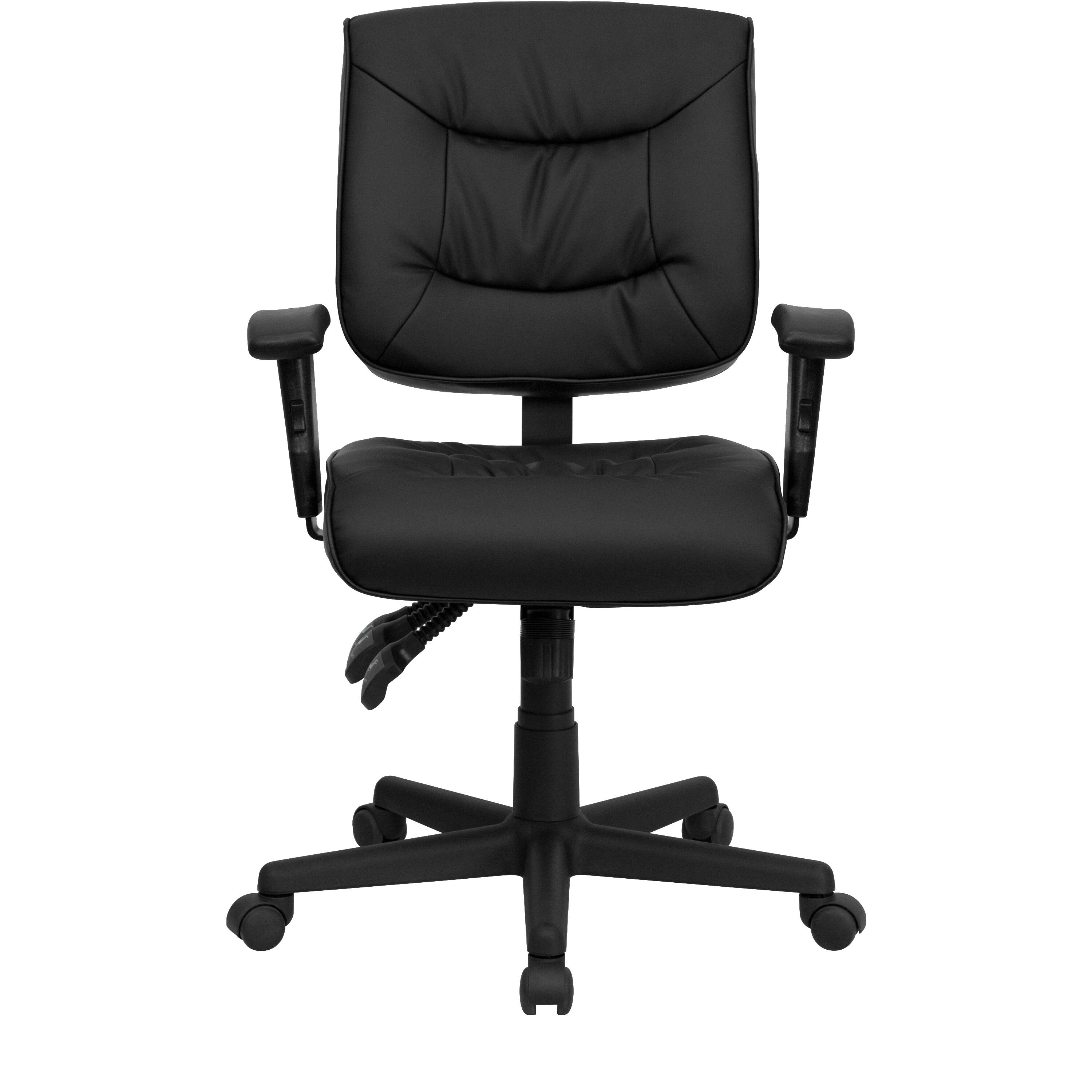 Alt View 4. Emma + Oliver - Mid-Back Leather Multifunction Swivel Ergonomic Task Office Chair with Adjustable Arms - Black.