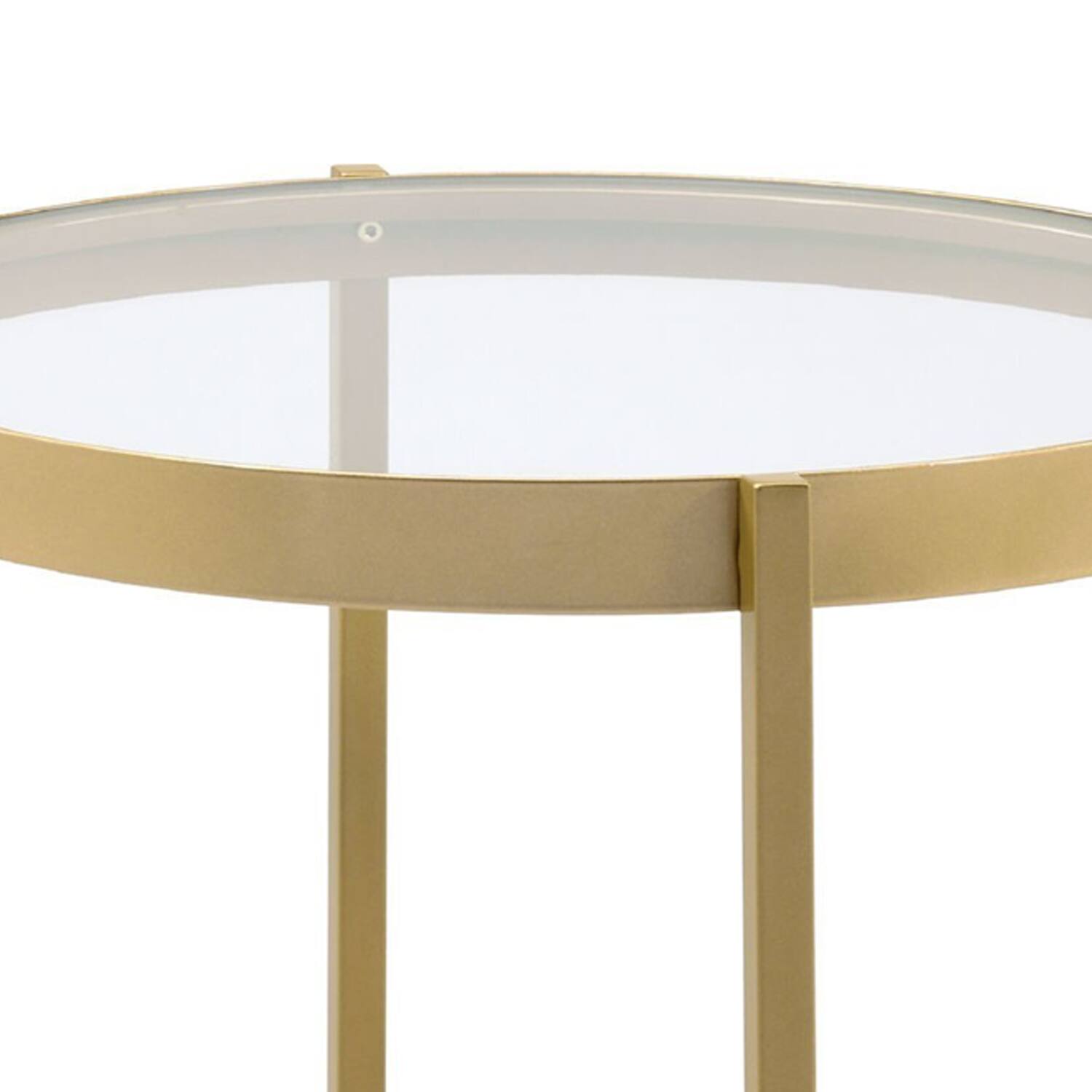 Alt View 1. Manhattan Lane - End Table with Round Glass Top and Metal Frame - Gold.