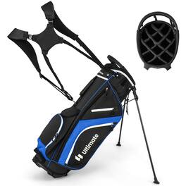 Gymax - Golf Stand Bag Golf Club Bag w/ 14 Way Top Dividers & 6 Pockets & Carrying Handles - Blue