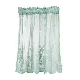 Unique Bargains - Window Valance Curtains, 29x24 Inch, Lace Floral Embroidery, Light Filtering Sheer for Bedroom Bathroom Living Room - Blue